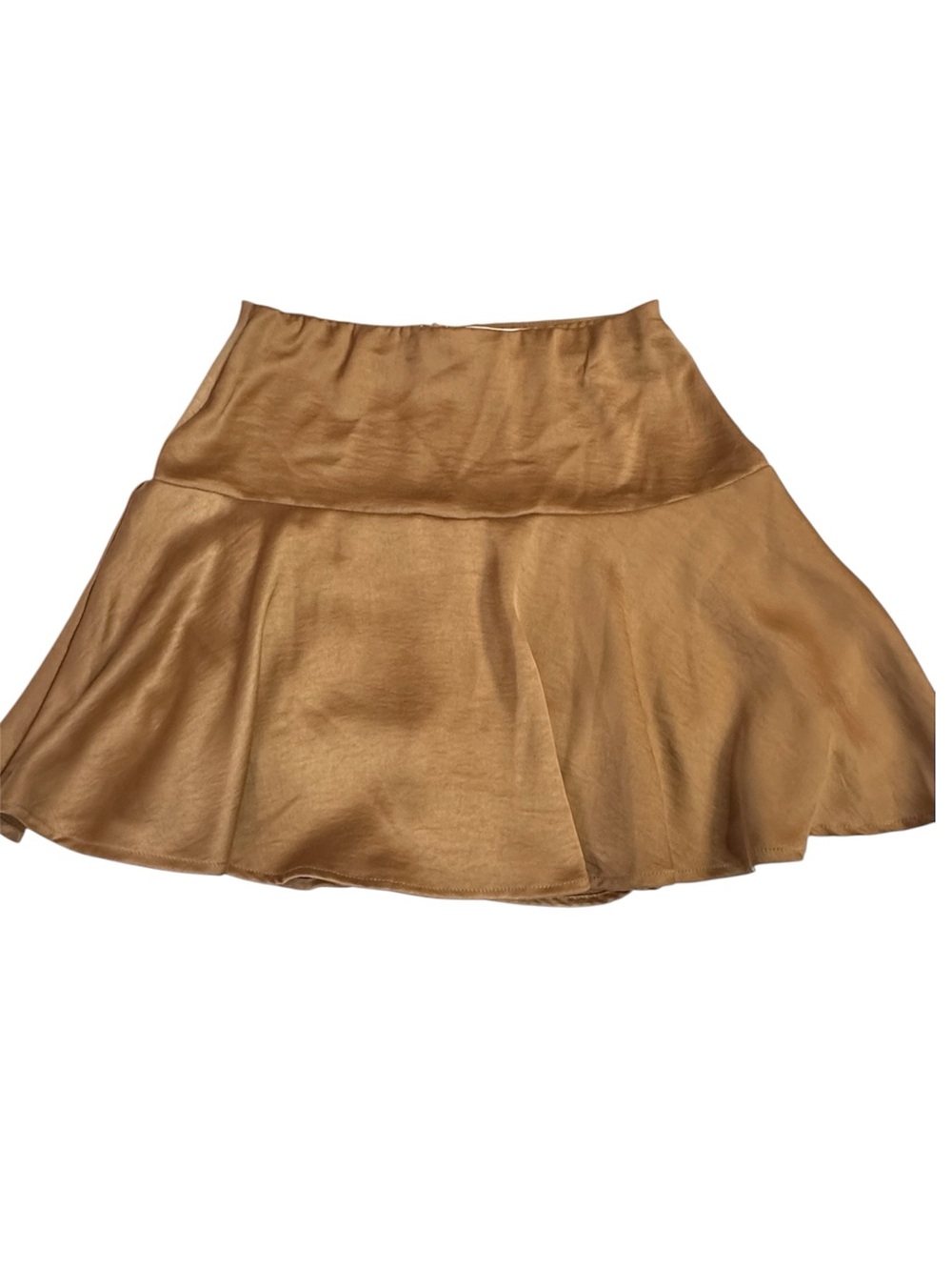 Mustard Seed Camel Satin-Look Skort Small High Rise Circle Skirt Flowy Mini